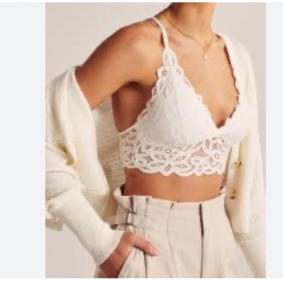 **$5 SALE** Abercrombie & Fitch White Lace Triangle Bralette - Picture 1 of 4
